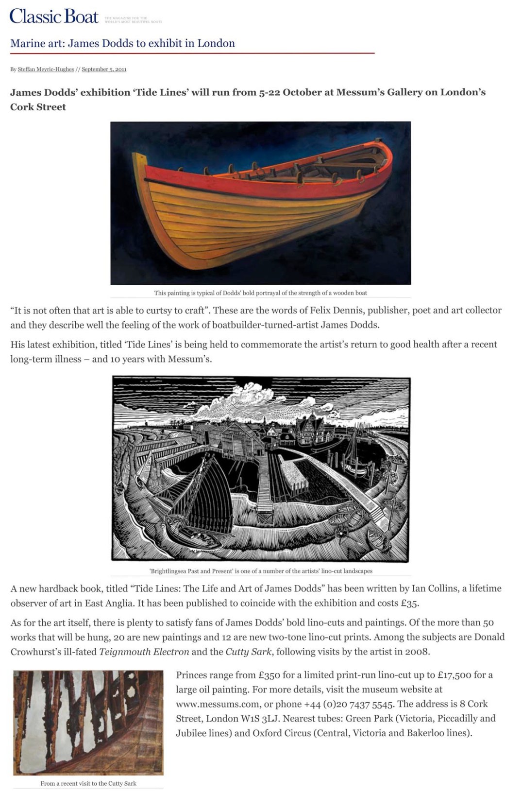 Marine art_ James Dodds to exhibit in London | Classic Boat Maga